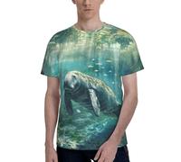 Crazy Save Manatee - Camiseta de cuello redondo a la moda, cómoda, versátil, salidas informales, varias escenas, Negro, M