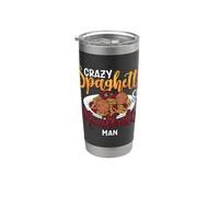 Crazy Spaghetti Y Albóndigas Hombre Italiano Foodies Albóndigas Vaso térmico de acero inoxidable de doble pared
