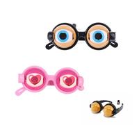 Crazy Winking Eye Glasses, 2PCS Funny Prank Glasses for Performance, Big Eye Wacky Eyeglasses Costume Accessories for Dress up Party Birthday Photography Role Play Themed Events Holiday Cosplay (F)