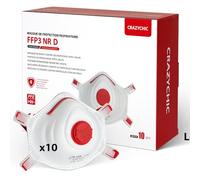 CRAZYCHIC - 10x Mascarilla FFP3 NR D - Certificada CE EN149 - Mascarilla de Protección Respiratoria Antipolvo con Válvula - Alta Filtración Contra Contaminación Trabajos Construcción Pintura Química