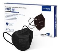 CRAZYCHIC - 20 Mascarillas FFP2 NR Negra - Certificada CE EN149 - Mascarilla de Protección Respiratoria Antipolvo - 5 Capas Alta Filtración - Hipoalergénica - Envasado Individual - Paquete 20