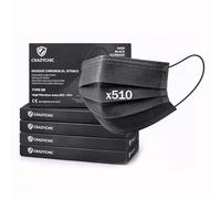 CRAZYCHIC - x510 Mascarilla Quirúrgica Tipo IIR Negro - Certificada CE EN14683 - Mascarilla Médica Desechable 3 Capas Alta Filtración BFE>99% - Hipoalergénico - Paquete 510 unidades