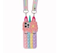 CrazyLemon - Carcasa para iPhone 11 Pro con diseño Pop it, 3D Unicorn Bubble Toy Phone Case con Lanyard Release Stress Soft Silicone antigolpes Phone Case para iPhone 11 Pro de 5,8 Pulgadas - Arco