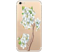 CrazyLemon TPU Cáscara para iPhone 6 Funda Transparente de Silicona de Gel Ultra Delgado Calidad Case Cover Flexible Parachoques Funda Smartphone Caja del Teléfono - Flor Blanca