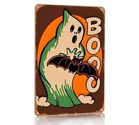 CrazySign Decoracin vintage Regalo Halloween Ghost y Bat Boo Jack O Linterna letrero para la sala de estar de la sala de estar de la sala de est