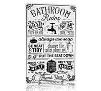 Crazysign Funny Bathroom Toilet Decor Sign Bathroom Rules Quotes Wall Art Vintage Tin Sign 8x12 Inches (3092)