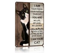 Crazysign - Letrero de metal vintage para amantes de los gatos, regalo divertido ""Soy tu amigo, tu pareja, tu gato"", para decoraci n de pared del