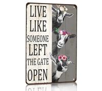 Crazysign - Letrero vintage de cabra con texto ""Vive como si alguien hubiera dejado la puerta abierta"", para decoraci n de pared de casa, granja,
