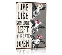 Crazysign - Letrero vintage de vaca con texto ""Vive como si alguien hubiera dejado la puerta abierta"", para decoraci n de pared de casa, granja,
