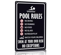 Crazysign Pool Rules Sign Warning Swim At Your Own Risk Vintage Tin Sign for Swimming Pool Water Park Beach Decor 8x12 Inches 3
