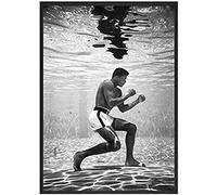 Crazystore Carteles e Impresiones nórdicos de Boxeo Submarino de Estilo Blanco y Negro de 50x70cm sin Marco de Muhammad Ali para la decoración del hogar de la Imagen de la Sala de Estar