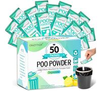CRAZYTHUR Gel de inodoro portátil, 50 paquetes de gel portátil para inodoro de campamento, polvo de caca con aroma a limón, gel ecológico para polvo de inodoro portátil, gel de inodoro de viaje para