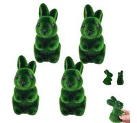 Crazyview Easter Moss Bunny Figurine, Moss Bunny Flocked Easter Rabbit Decor, 4.3in Small Mosss Bunnies Figurine Faux Mosss Rabbit Ornament for Spring Party Outdoor Patio Home Desktop (4pcs)