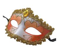 CRDARAAV Máscara de media cara de zorro, disfraz de cosplay, máscara de baile de máscaras para fiesta de Halloween, color blanco y naranja, 20 x 16 cm