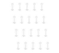 Crdifu 20 Piezas retenedores de Tachuelas de Labios Transparentes Barras de Labret de plástico 6/8/10/12mm Barras de Tragus de hélice Flexible Transparente Piercing