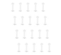 Crdifu 20 Piezas retenedores de Tachuelas de Labios Transparentes Barras de Labret de plástico 6/8/10/12mm Barras de Tragus de hélice Flexible Transparente Piercing