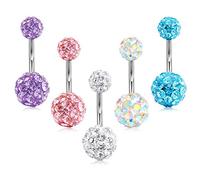Crdifu 3 unids Anillo de Ombligo de Acero Inoxidable Conjunto 14 Gauge 6/8/10mm Barbell ombligo Bares Piercing Joyería