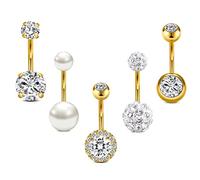 Crdifu 5 uds barras de oro para el ombligo 10mm acero quirúrgico 14G ombligo anillos Piercing joyería
