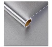 CRE8TIVE Papel Pintado Acero Inoxidable Plateado 30cm x 200cm Vinilo Adhesivo Muebles Textura Antisalpicaduras Cocina Impermeable Papel Aluminio de Pegar Resistentes al Calor Vinilo Adhesivo Nevera