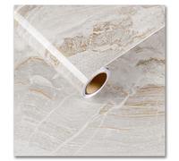 CRE8TIVE Papel Pintado Efecto Marmol Brillante Vinilo Adhesivo Beige Dorado Papel Pintado Autoadhesivo Marmol 60 x 300cm Vinilos para Muebles Cocina Beige Impermeable Moderno Vinilo Baño Encimera