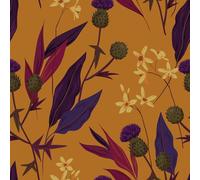 CRE8TIVE Papel pintado floral amarillo mostaza, papel de pared de hojas vintage, 30,5 cm x 300 cm, papel tapiz autoadhesivo para dormitorio, papel de contacto botánico extraíble para muebles y