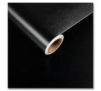 CRE8TIVE Papel Pintado Negro Acero Inoxidable Textura Vinilo Adhesivo Efecto Metálico Papel Pintado Autoadhesivo Vinilo Adhesivo Muebles Vinilos Resistentes Al Calor Vinilo Cocina Baño 30cm x 200cm