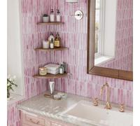 CRE8TIVE Rosa Azulejos Adhesivos Cocina Hexágono Largo Baldosas Adhesivas Pared Marmol Impermeable Cenefa Adhesiva Baño 3D Azulejos Adhesivos Baño Chimenea Salpicadero Cocina 4 Piezas 30.5cm x 30.5cm