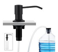 CREA Dispensador de Jabón Incorporado de Detergente para Fregadero Encimera incorporada con Botella de 500ML y Manguera de 1M Desde la Parte Superior Llenado de Acero Inoxidable, Negro