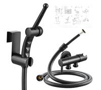 CREA Ducha Bidet para WC,Grifo Bidet Negro,Pulverizador Ducha Higiénica para Baño, Grifo para el váter con ducha de mano, Juego Ducha Higienica para WC de Mano, Negro Mate