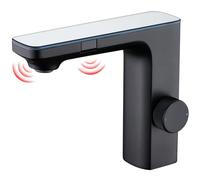 CREA Grifo Baño con Sensor Automático, Grifo Lavabo con Sensor Infrarrojo, Grifo Mezclador Automático, Moderno Grifo Baño Lavabo Automático, Grifo Monomando Inteligente, Negro Mate