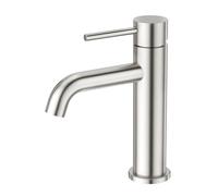 CREA Grifo Baño para Lavabo Sólo Agua Fría Monomando de Acero Inoxidable cepillado