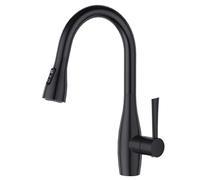 CREA Grifo Cocina con Ducha 3 Modos, Grifo para Fregadero con Ducha Extraíble, Grifo de Monomando Giratorio a 360°, Grifo Cocina Fregadero Extraíble, Negro Mate