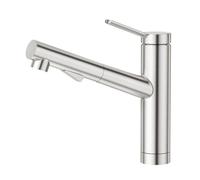 CREA Grifo Cocina Extraible, Grifo de Cocina con 2 Modos de Ducha, Grifo para Fregadero Giratorio a 120°, Grifo Mezclador Cocina con Ducha Extraíble,Acero inoxidable