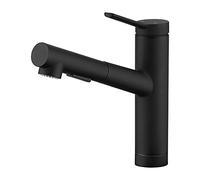 CREA Grifo Cocina Extraible, Grifo de Cocina con 2 Modos de Ducha, Grifo para Fregadero Giratorio a 120°, Grifo Mezclador Cocina con Ducha Extraíble, Negro Mate
