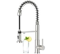 CREA Grifo de Cocina 3 Vías con Ducha Extraíble, Grifo de Fregadero Monomando, 2 en 1 Grifo de Cocina para Purificador de Filtro de Agua y Sistemas de Ósmosis Acero Inoxidable cepillado