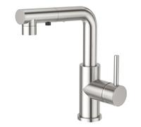 CREA Grifo de Cocina con Ducha Extraíble, Grifo para Fregadero con 3 Modos de Rociado, Canilla de Cocina Monomando 360°, Grifo para Cocina Pequeña o Baño,Cepillado