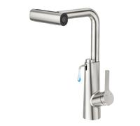 CREA Grifo de cocina Fregadero Cocina Extraíble Cascada, dispensador de jabon para fregadero, Grifo de Cocina Fregadero con Ducha de 4 Modos de Rociado Giratorio a 360°, Acero Inoxidable