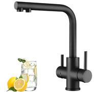 CREA Grifo de Cocina para Fregadero, 3 Vías Osmosis, Giratorio a 360°, Agua Fría y Caliente, Negro Mate