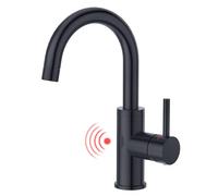 CREA Grifo de lavabo con sensor infrarrojo para baño, de alta presión, monomando, para lavabo, color negro