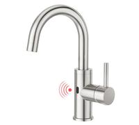 CREA Grifo de lavabo con sensor infrarrojo para baño, grifo monomando de alta presión, grifo para lavabo de baño, cepillado