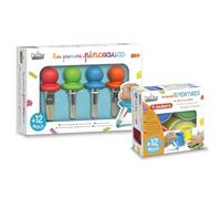 Créa Line | Lote 2 en 1 Primeros Pinceles + Mis primeras Pinturas | Cajas Actividades Creativas Bebé a Partir de 12 Meses | Ocio Creativo