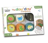 Créa Linen' | Doudou Dinosaurios | Sellos para Niños a Partir de 18 Meses | Bolas de Tela Terciopelo | Patrones Dinosaurios | Tinta Lavable a Agua | Desarrollo Motricidad y Creatividad