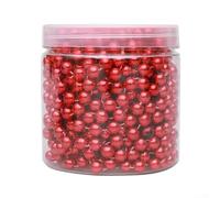 Crea tu propia decoración navideña con cadena de cuentas de plástico brillante de 8 m, perfecta para árboles y coronas (rojo)