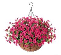 Crea tu propia exhibición floral con el kit de cesta colgante de 10 pulgadas con violetas artificiales y forro de coco para detalles decorativos (A043-12)