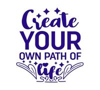 Crea tu propio diseño de cita motivacional tipográfica de camino de vida. Decoración de vinilo para pared 42x46.7cm Decoración de tiendas Azul oscuro