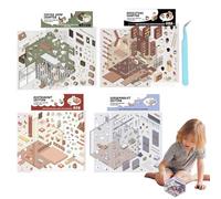 Crea tus propias pegatinas escenas con efecto 3D | 4 piezas pegatinas de dibujos animados escenas - Para niños adultos diario fundas teléfono álbum postales creativas