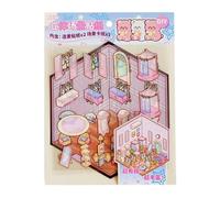 Crea tus propias pegatinas para el hogar: calcomanías de escenas en miniatura, pegatinas creativas para el hogar de animales de dibujos animados | Pegatinas para el hogar con efecto Calcomanías de