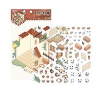 Crea tus propias pegatinas para el hogar, pegatinas de escenario en miniatura, calcomanías para ordenador portátil con efecto - Pegatinas de casa de panda de estilo chino para adultos y crear