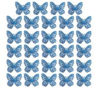 Crea un ambiente animado con estas 24 calcomanías de pared de mariposa 3D adecuadas para el hogar, fiestas o eventos (azul)