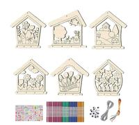 Crea un campanilla eólica, crea tu propio campanilla eólica - Kit de 12 campanillas eólicas, proyectos de primavera para, adornos de madera sin terminar, creación de pajareras de gato,